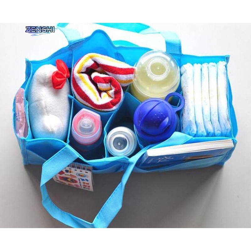 Zenshiaa Mother Diapers Bag Travel Outdoor Portable Nappy Storage Tote Bag Blue & Pink