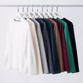 Chaistyle แขนยาวผู้ชาย วาฟเฟิล เสื้อคอกลม ชุดคู่รัก แบบหลวม แมทช์ลุคง่าย