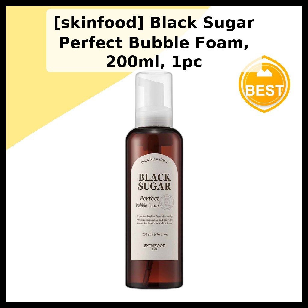 [skinfood] Black Sugar Perfect Bubble Foam, 200ml, 1pc / Korean Bubble Foam / Gentle Cleanser by All-in Korea