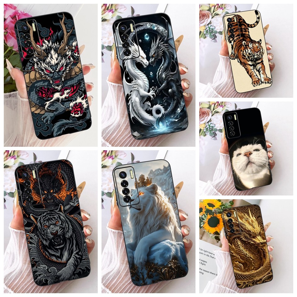 Cool สําหรับ Tecno Camon 17 Pro กรณี CG8 CG8h Dragon Lion Tiger การ์ตูนซิลิโคนนุ่มสีดําสําหรับ Tecno