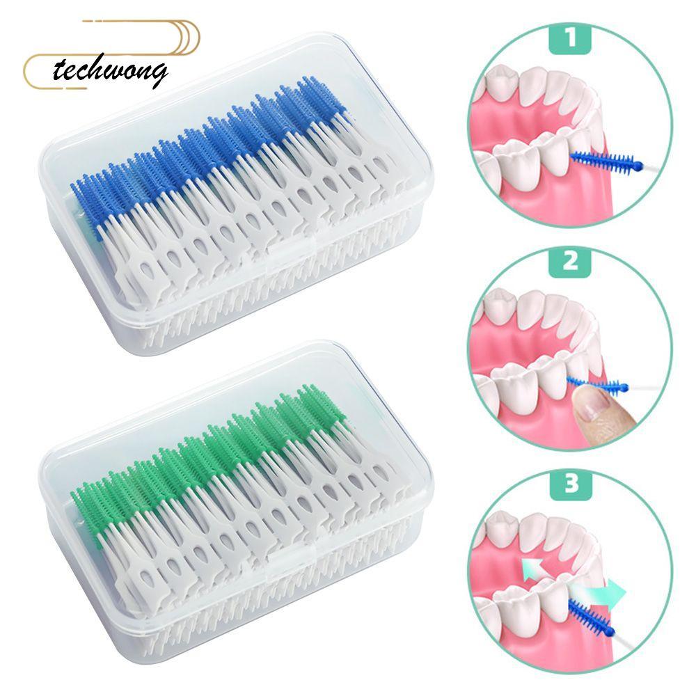 TECHWONG Floss Tooth Gap Oral Care Soft Silicone Interdental Brush
