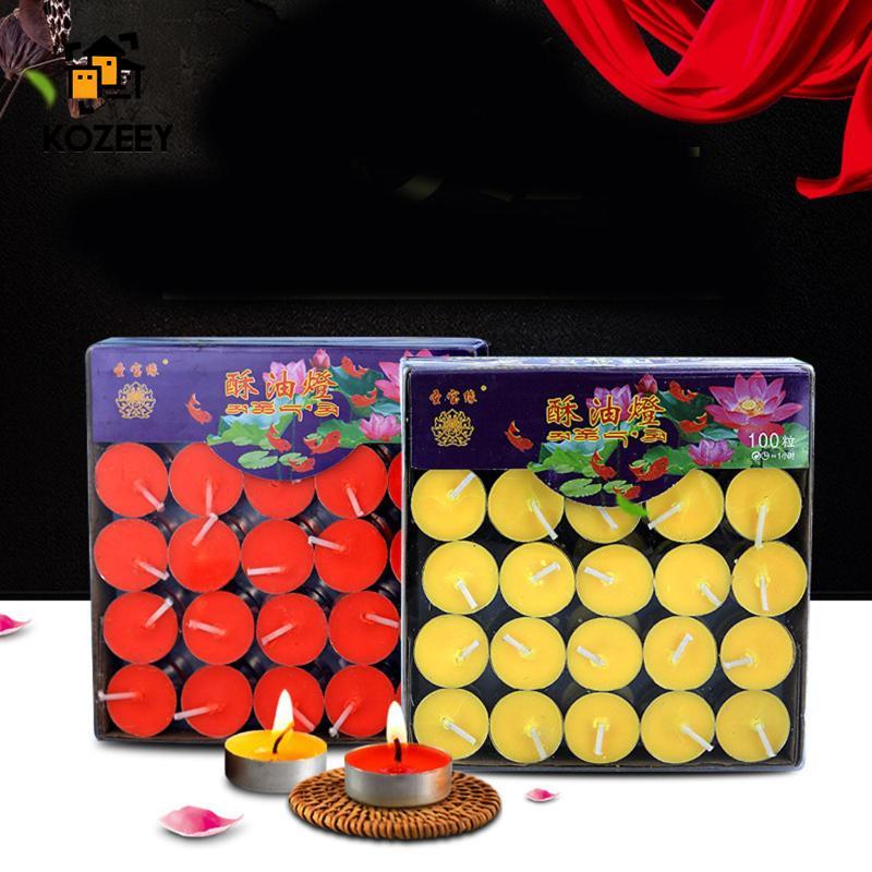 KOZEEY เทียนชา 100x เทียนตกแต่ง Unscented สําหรับหมั้น Diwali Festival
