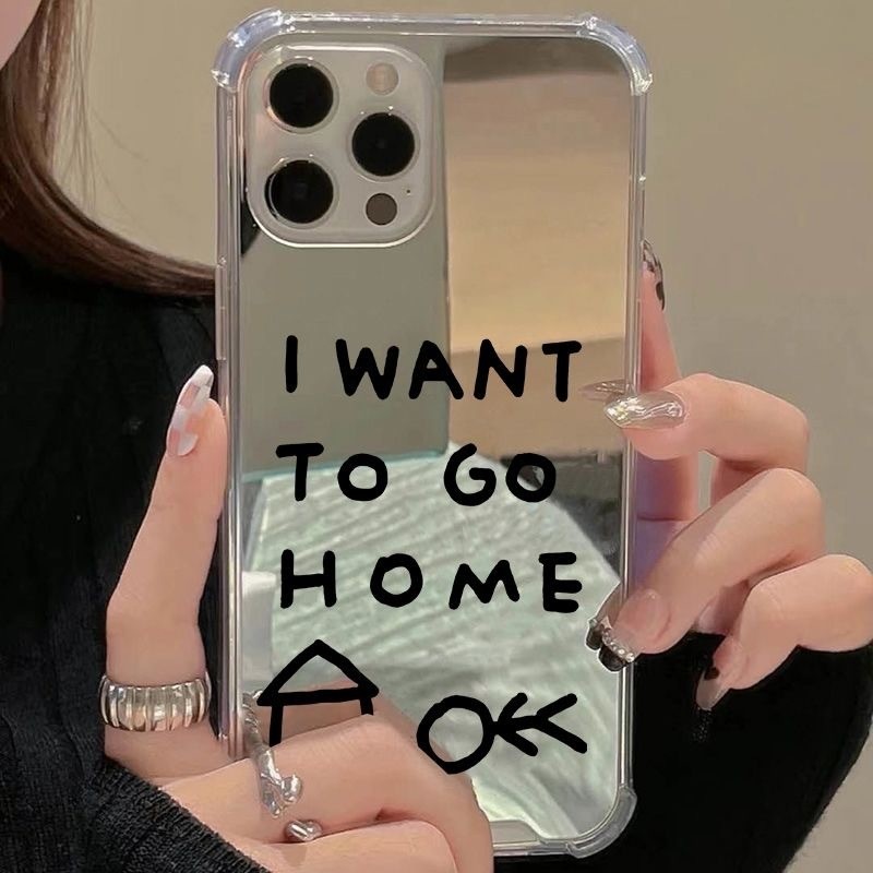 🔤【CREATIVE ENGLISH CASE】เคสไอโฟน เคส iPhone 16 15 14 13 12 11 X 8 7 Pro Max Plus มิเรอร์สวย + ข้อความอังกฤษสร้างสรรค์