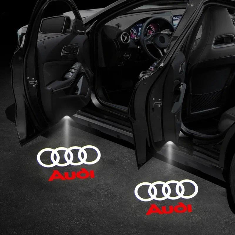 2 LED รถประตูยินดีต้อนรับโลโก้โปรเจคเตอร์โคมไฟสําหรับ Audi Sline Quattro Q7 Q5 Q3 A3 8P 8V A4 B6 B7 