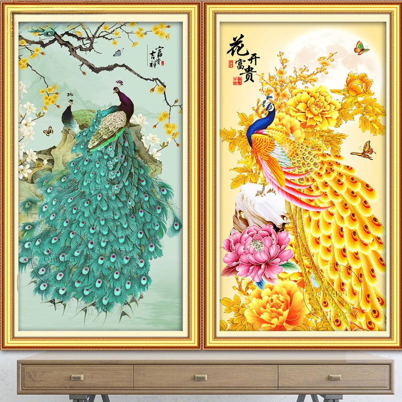 DIY ด้ายฝ้าย 11CT พิมพ์ Precision CROSS Stitch นกยูงห้องนอน CROSS Stitch ชุดเย็บปักถักร้อยเย็บปักถักร้อย