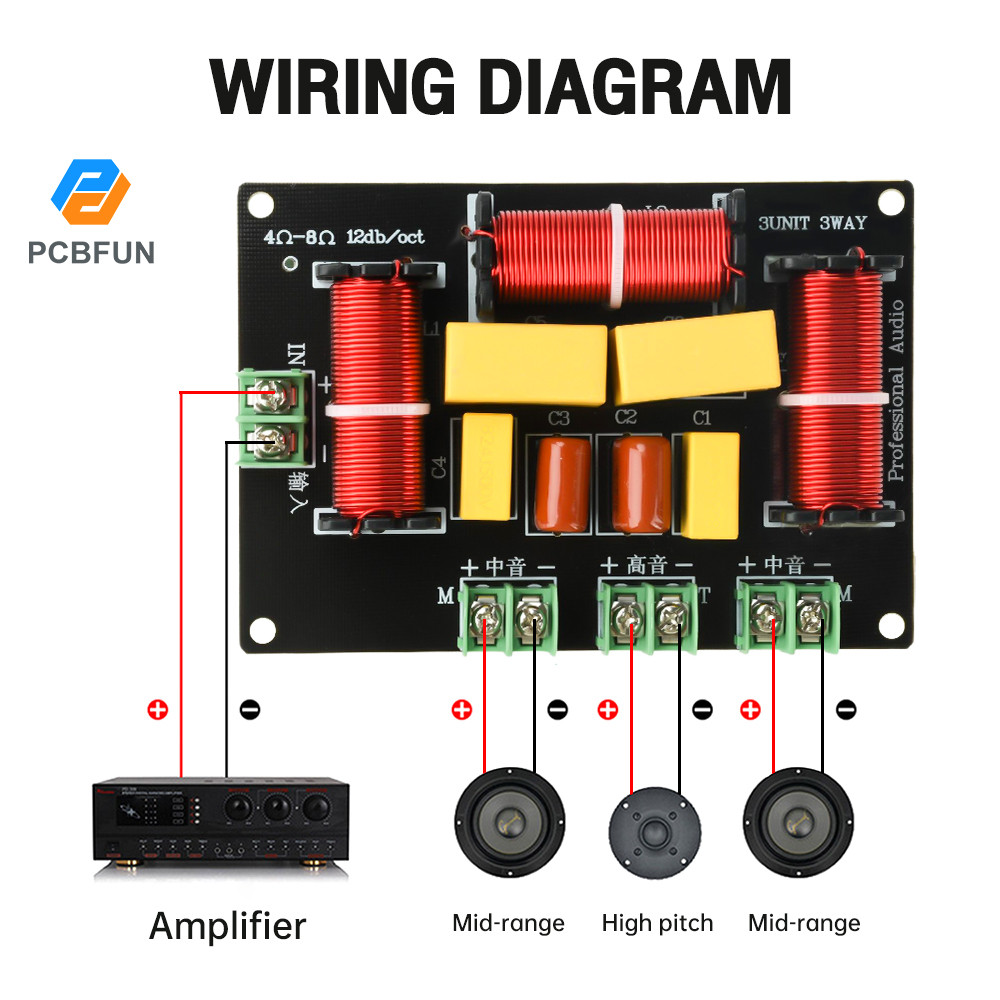 Pcbfun 1 สูง 2 กลางลําโพงสามทางครอสโอเวอร์ 200W Audiophile ลําโพง High-Fidelity ครอสโอเวอร์สามทาง WEAH-332