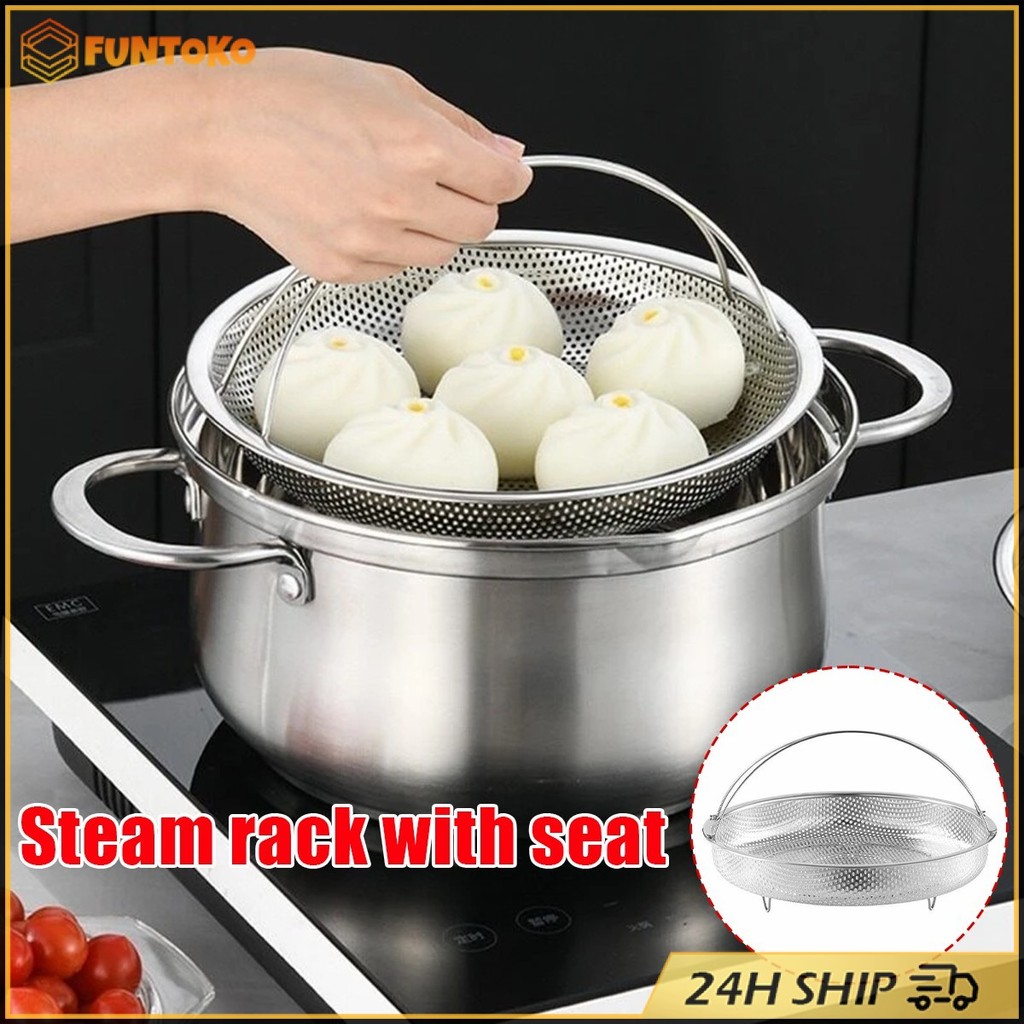 สินค้ามีคุณภาพ 25.5ซม.ตะแกรงหม้อรองนึ่ง สแตนเลส ถาดรองนึ่งอาหาร ล้างผัก ผลไม้  อเนกประสงค์ สามขนาด