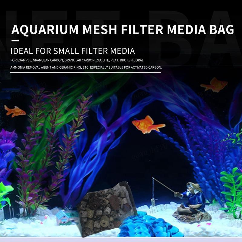 (quwujhff)16 ชิ้น Aquarium Mesh Media Filter Bags, Nylon Media Filter Mesh Bags with Zipper (สําหรับ