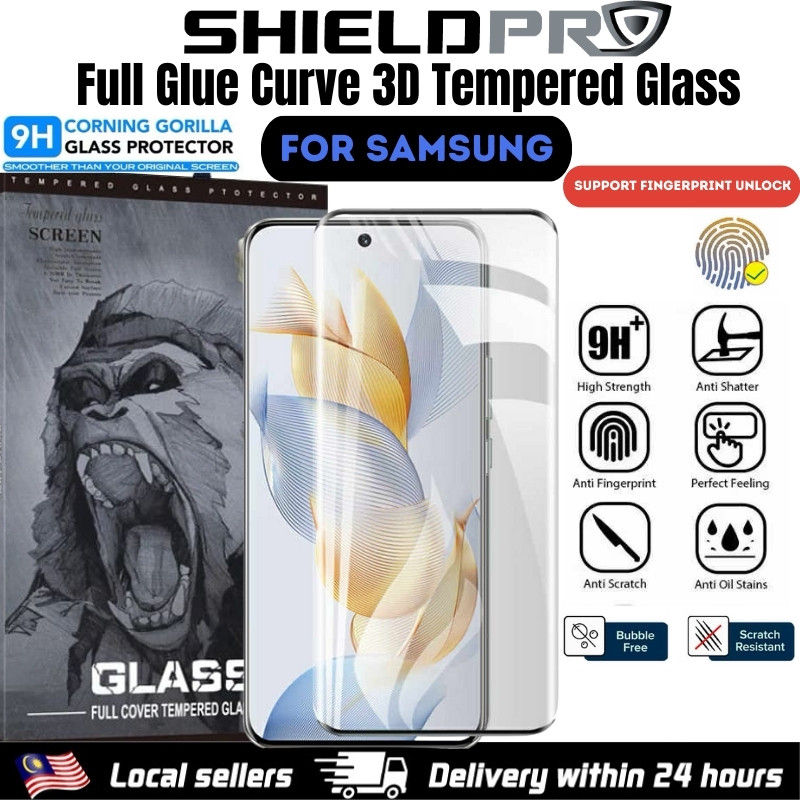 กระจกนิรภัยกาวเต็มสําหรับ SAMSUNG S23 ULTRA S22 S21 S20 5G Clear Curve Screen Protector