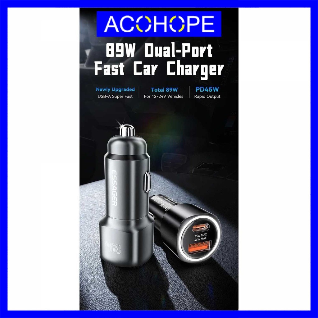 Afope Car Charger ไฟ LED ชาร์จเร็ว พอร์ต USB Type C 89W - ES-CC16