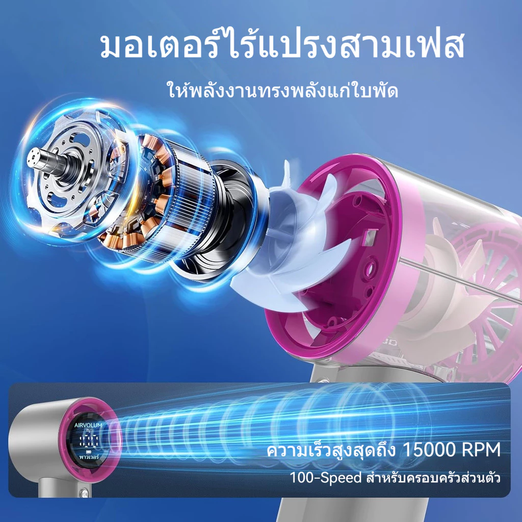 พัดลมพกพา 100 ระดับ จอแสดงผล LED แบต 5000mAh thumbnail 4