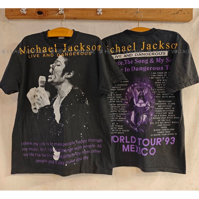 MICHAEL JACKSON WORLD TOUR'93 MEXICO Bio Washed Big Screen เสื้อวินเทจ เสื้อทัวร์ heavy vintage shirt