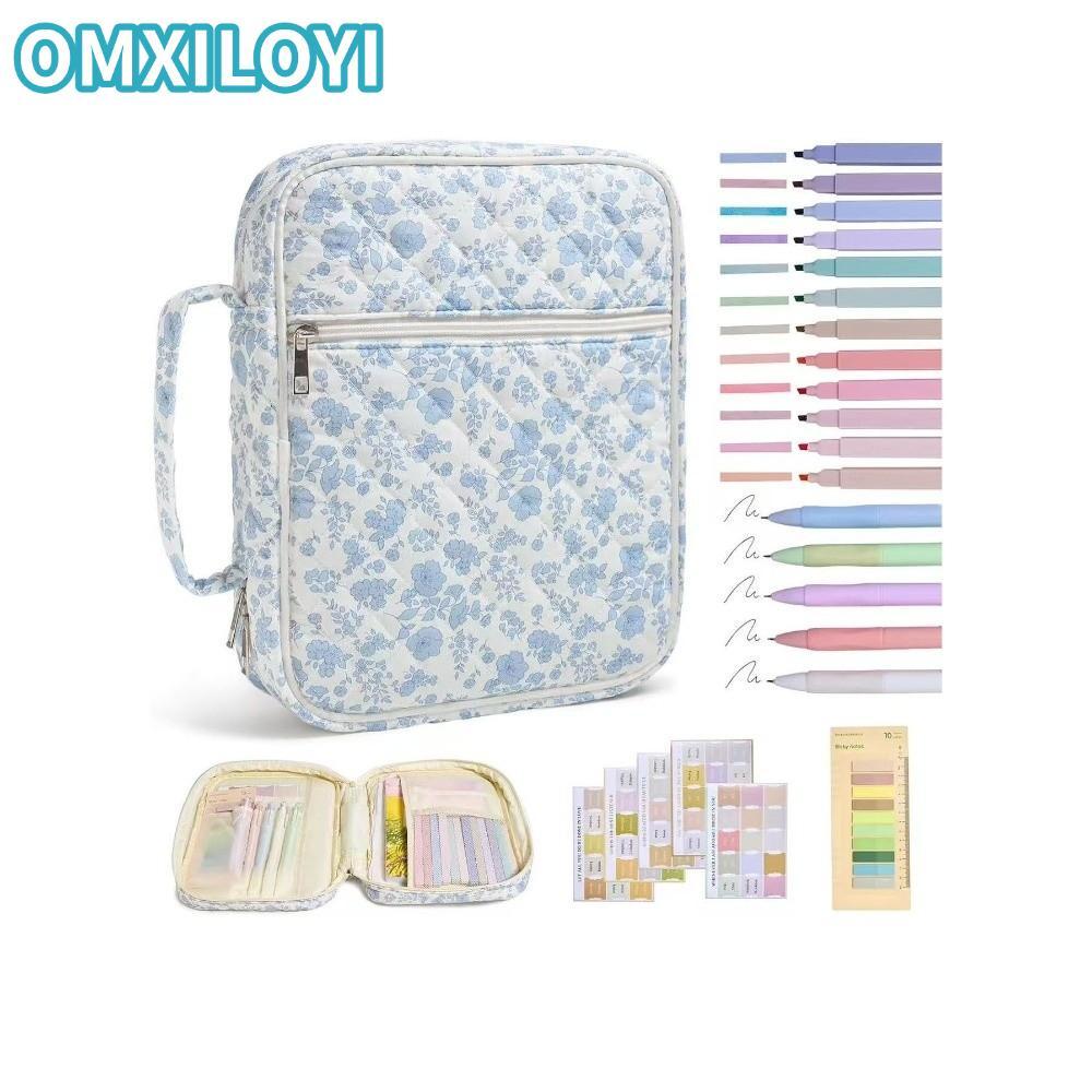 OMXILOYI Bible Cover , การออกแบบดอกไม้ Handle Bible Cover Bag, กระเป๋าซิป Bible Journaling Kit Churc