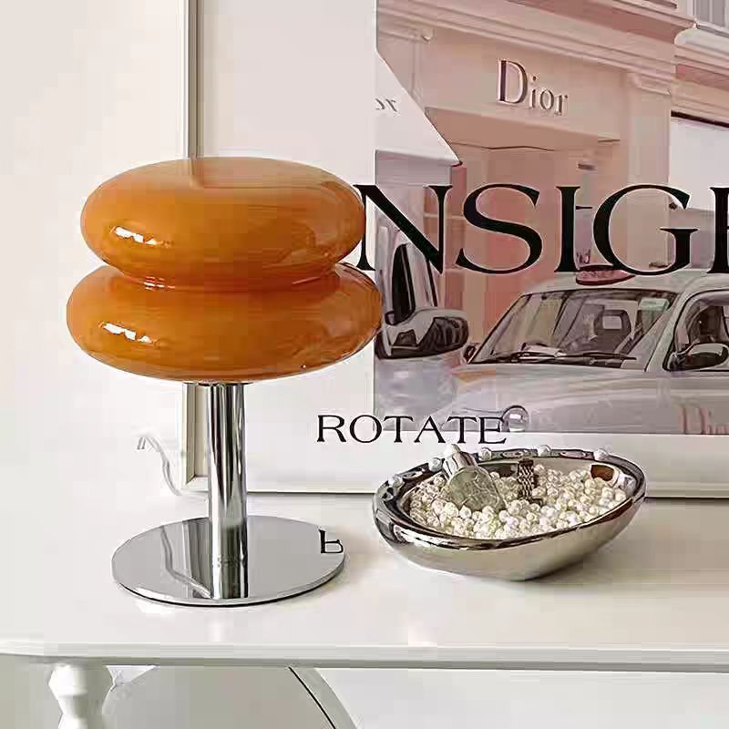 【BSMART】LED มาการองครีมโคมไฟตั้งโต๊ะห้องนั่งเล่นห้องนอนโซฟาการศึกษาแฮมเบอร์เกอร์รูปไฟตกแต่ง