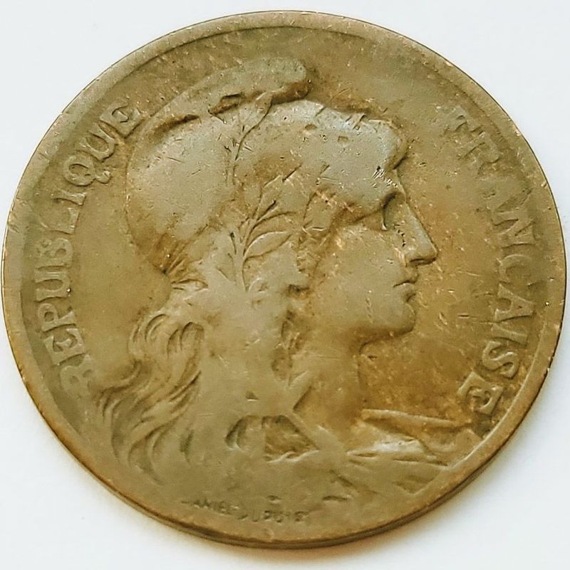 Lv Century-Old Coins Goddess of War Goddess of War France 1899 5 Points Bronze Coins 25mm 5g 3.5 * A