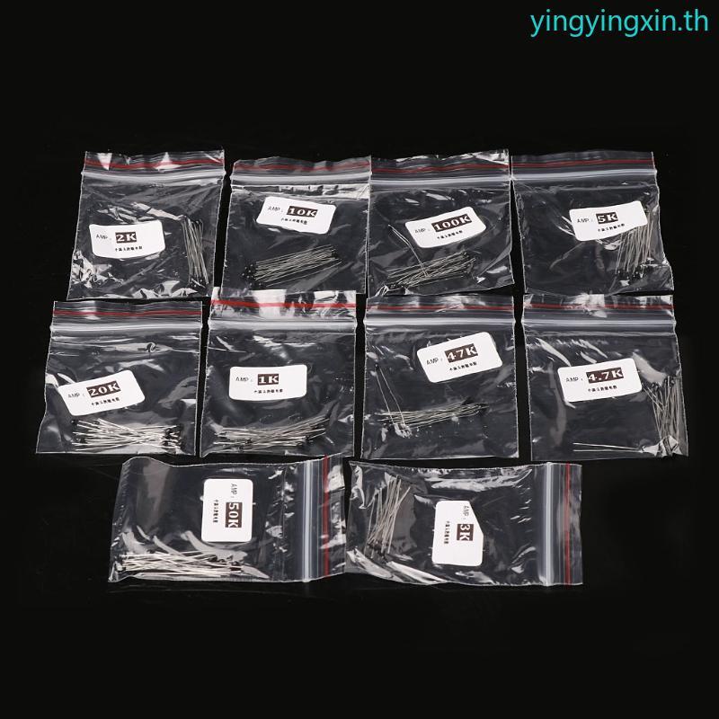 YIN 100 ชิ้น 10 ค่าเทอร์มิสเตอร์อุณหภูมิ 1K 2K 3K 4 7K 5K 10K 20K 47K 50K 100K