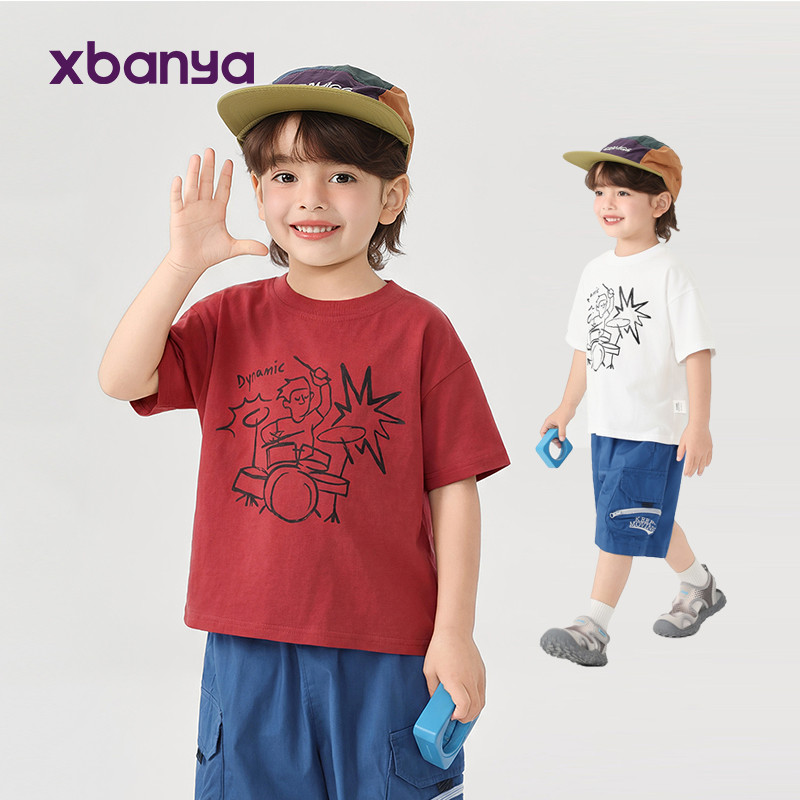 เสื้อยืดแขนสั้นสำหรับหนุ่มๆ จากผ้าฝ้ายแท้ ไซส์สไตล์ใหม่สำหรับฤดูร้อนU16976