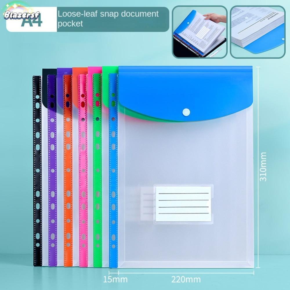 BLAZERSFR โฟลเดอร์ Binder 6 ชิ้น, กระเป๋า Binder, 6 สี 11 หลุมพลาสติก Punched กระเป๋าสํานักงาน