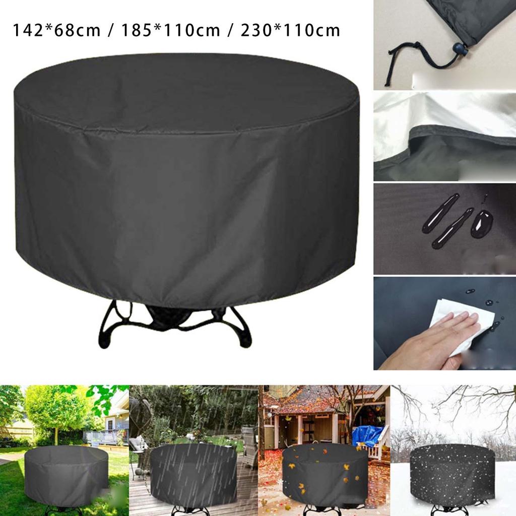 [mibum01eb] ผ้าคลุมโต๊ะกลางแจ้งสีดําผ้าคลุมโต๊ะลานผ้า Oxford สําหรับงานหนัก 210D