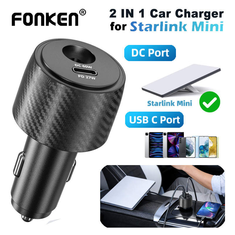 Starlink Mini Car Charger 30V/2A DC + PD27W Boost Converter สนับสนุนอย่างเป็นทางการ 50M สําหรับ RV/เ