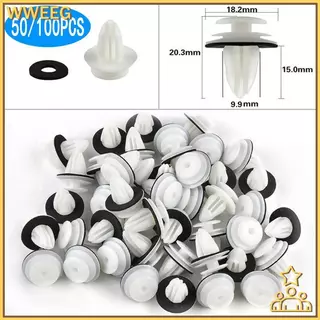 WWEEG 50/100 ชิ้นแผงประตูรถคลิป W/ซีลแหวน Auto Vehicle Retainer Fastener คลิปกันชนรถ Push Pin Rivet แผงประตูคลิปใหม่