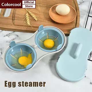 TH ไมโครเวฟ Double Egg Poacher Maker Poached ไข่หม้อหุงข้าว Steamer เครื่องล้างจานทนความร้อนไมโครเวฟไข่ Poacher อุปกรณ์ครัว HH