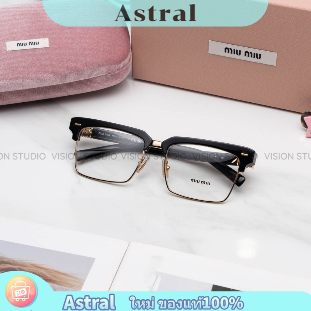 แว่นสายตา Miu Miu รุ่น MU11XV สีดำ 16K1O1 ใหม่ ของแท้100% รับประกัน 2 ปีเต็ม พร้อมอุปกรณ์