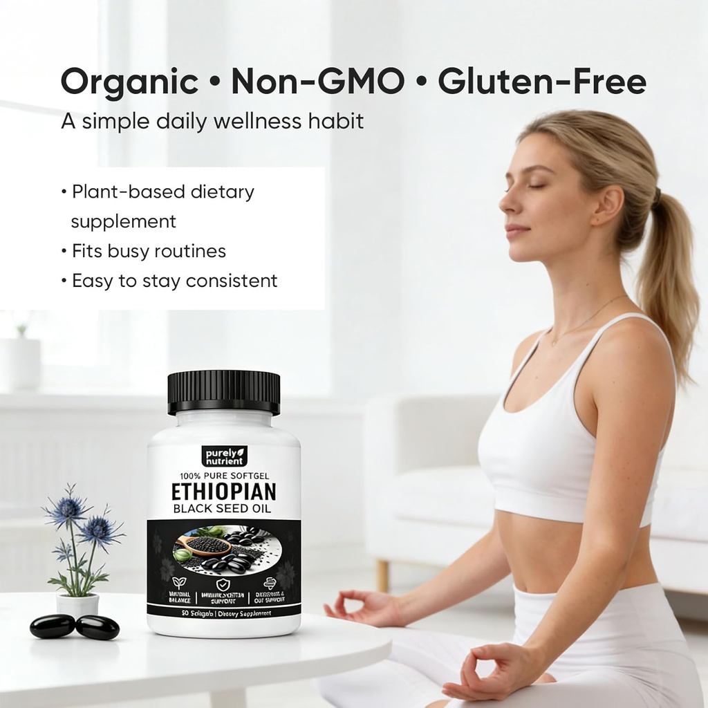 60-Count Pure Castor Oil Softgels – สูตรน้ํามันเมล็ดดําเอธิโอเปียธรรมชาติสําหรับผม, ผิวและเล็บ, อาหารเสริมบํารุงทุกวันง่าย