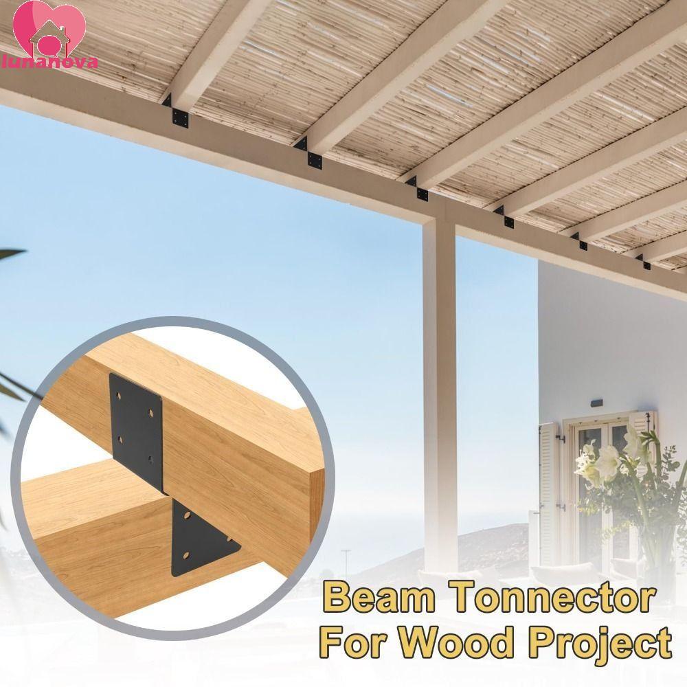 LUNANOVA Pergola ชุด, ตัวยึด Pergola สําหรับงานหนักทนต่อการกัดกร่อน, ขั้วต่อสีดําพร้อมสกรูขายึดแบบปร