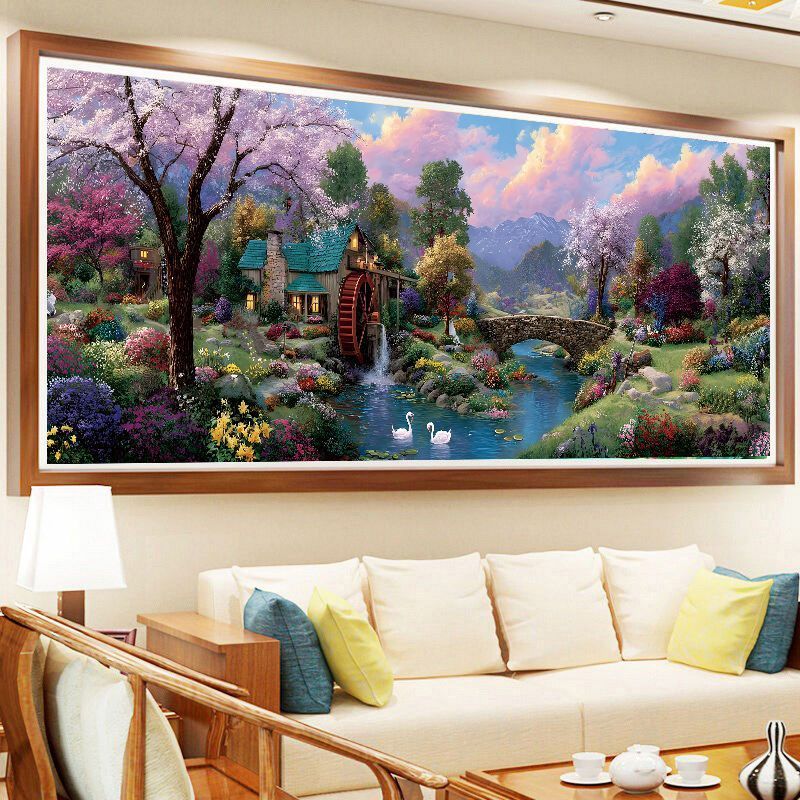 DIY ด้ายฝ้าย 11CT พิมพ์ Precision CROSS Stitch Dreamy Garden Country Cottage ห้องนั่งเล่นห้องนอนชุดปักครอสติสเย็บปักถักร้อย