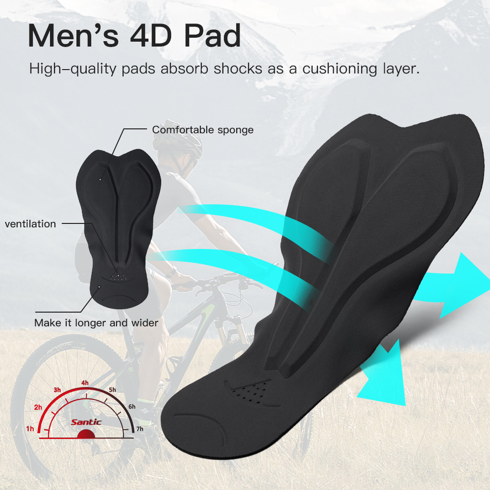 Santic Bib Shorts ผู้ชาย ฤดูร้อน กางเกงขี่จักรยาน 4D เบาะและพิมพ์ลายแผนที่ — صورة 4