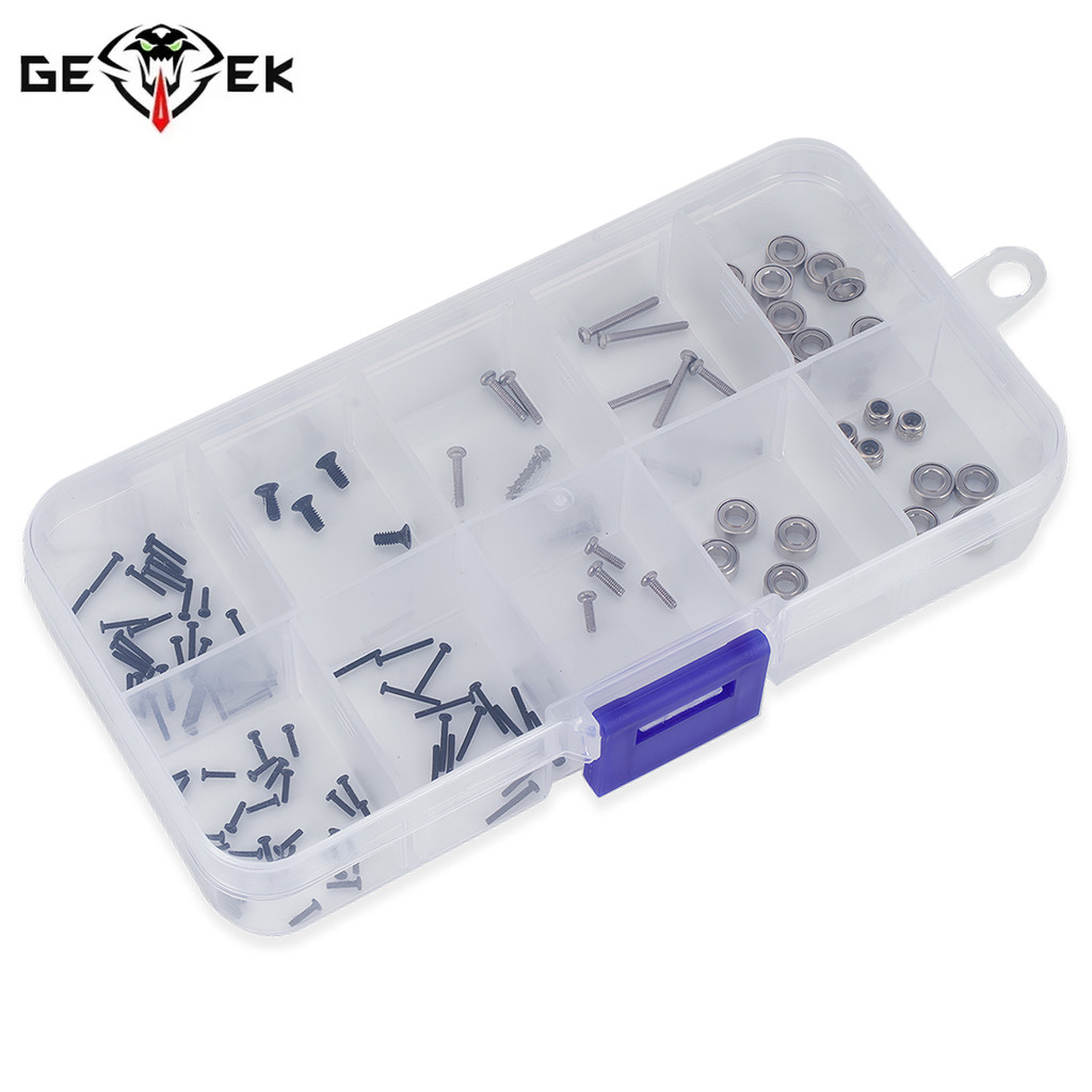 สกรูสแตนเลสชุด 120 ชิ้นพร้อมกล่องเก็บซ่อมเครื่องมือสําหรับ 1/30 RC Crawler รถ Axial SCX30 อะไหล่อุปกรณ์เสริม