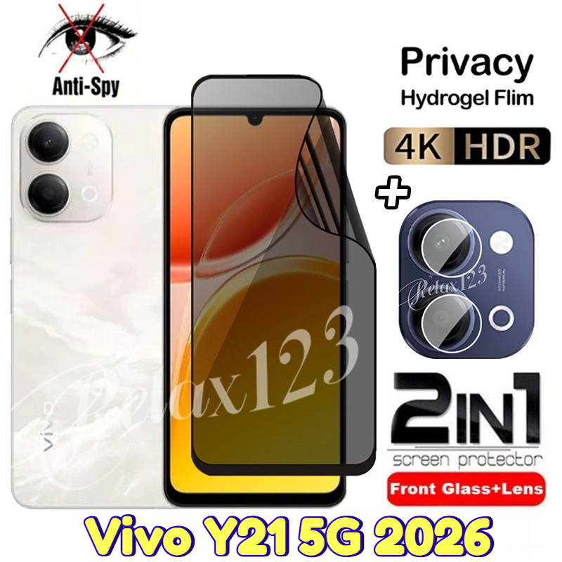 สําหรับVivo Y21 5G Anti-Privacy Hydrogelฟิล์มและกล้องFlimสําหรับVivo Y21 Y21 Y21D VivoY21 Vivo Y 21 