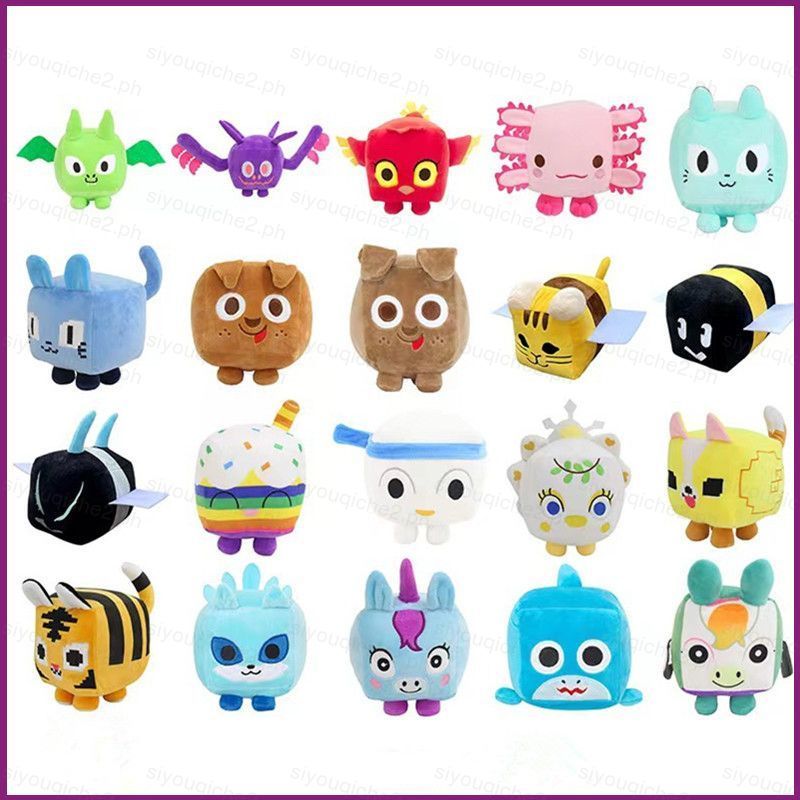 SY2 Roblox สัตว์เลี้ยงจําลอง X แมวสีเหลือง Bee สีน้ําตาลสุนัข Tiger สีชมพู Axolotl Plushie เกม Merch