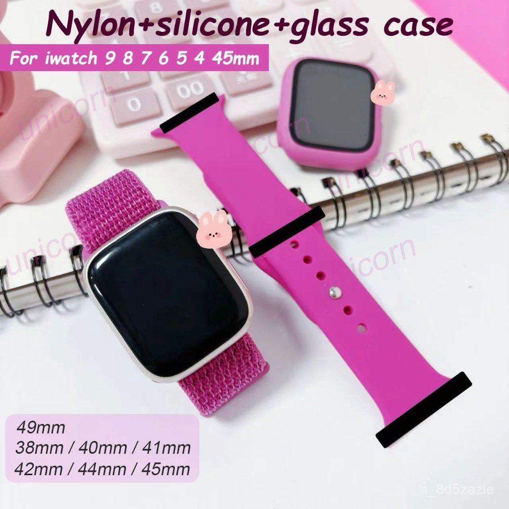 3 PCS Strap+Case For Apple Watch Series 11 10 9 8 7 6 SE 5 4 44mm 40mm iwatch strap nylon soft silic
