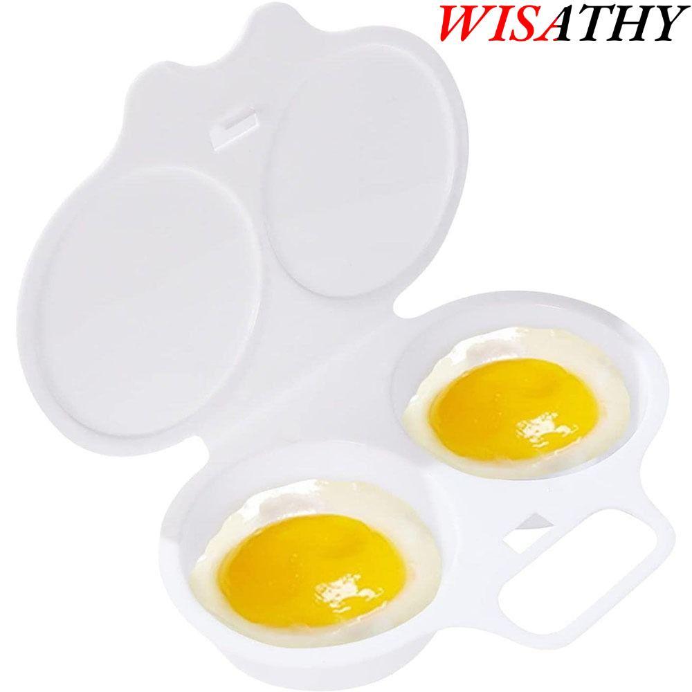 WISATHY WIYATHY ไมโครเวฟไข่ Poacher, Nonstick Double Cup Egg Cooker Steamer, แบบพกพาพร้อมฝาปิด PP Eg
