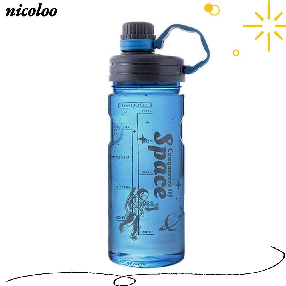 NICOLOO ขวดน้ํา, พลาสติกพร้อมที่จับขวดกีฬา, - Proof 1100ml/1500ml/2000ml/3000ml ถ้วยน้ําความจุขนาดให