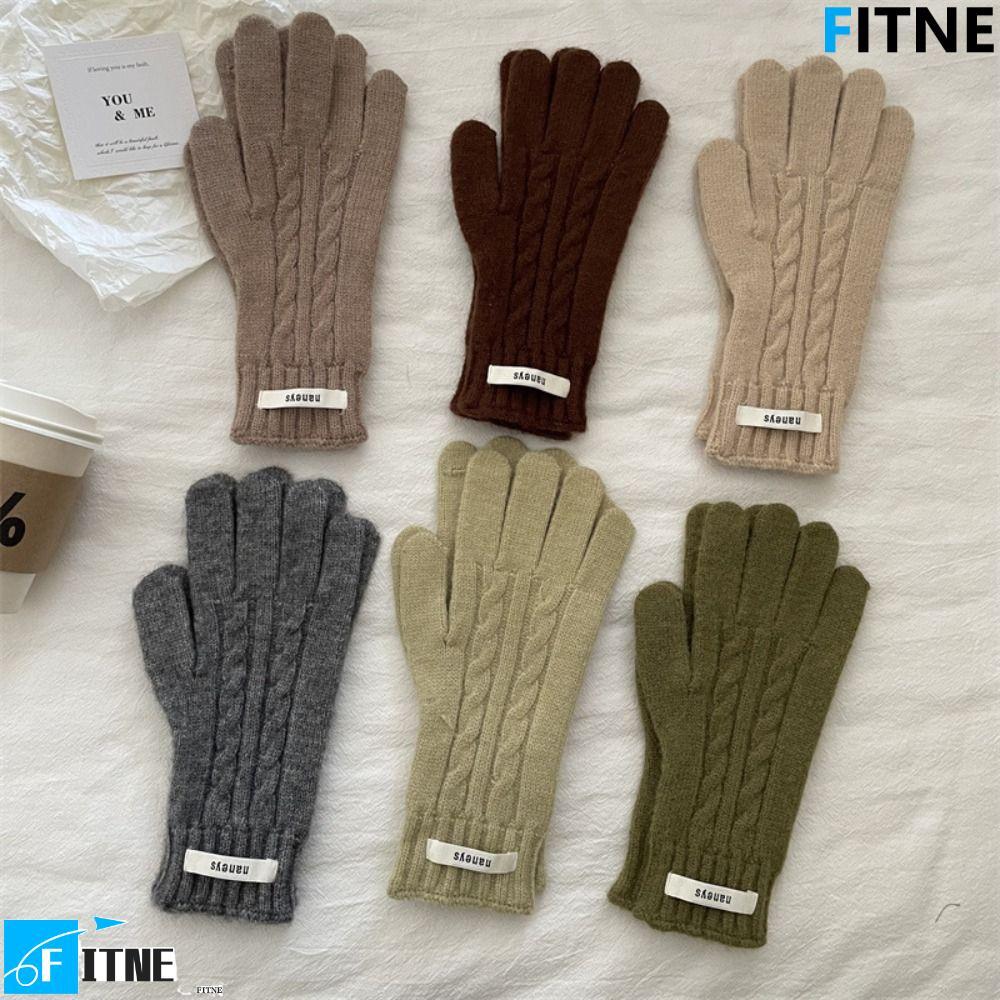 FITNE Lady Finger Gloves, Y2k ถุงมือถักเกาหลีกันลม, Kawaii Warm Cold-proof Touchscreen Solid Color G