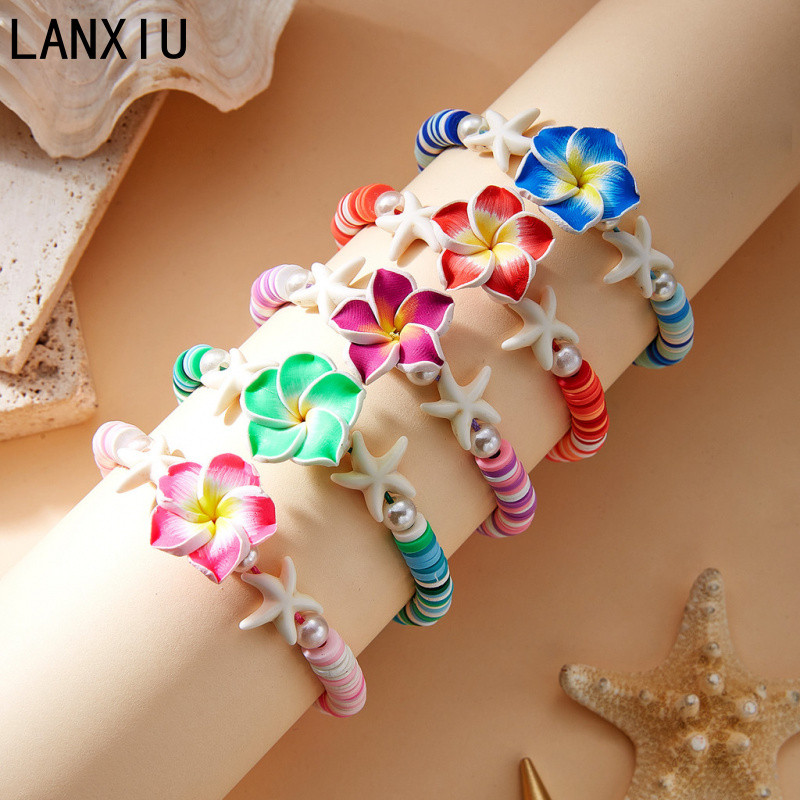 สร้อยข้อมือ.Handmade.Polymer.Clay.ลายดอกไม้.Boho.สำหรับ.สาวๆ.ฤดูร้อน ราคา ถูกที่สุด ดีลบีเคเค แกลเลอรีภาพที่ 2