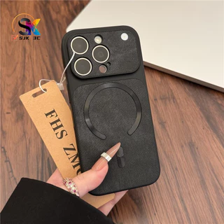 เคสโทรศัพท์หรูหราสําหรับiPhone 17 16 15 14 13 12 11 Pro Max PlusกรณีหรูหราVINTAGE DENIMแม่เหล็กหนังฝาครอบโทรศัพท์กันกระแทกป้องกันกลับเชลล์