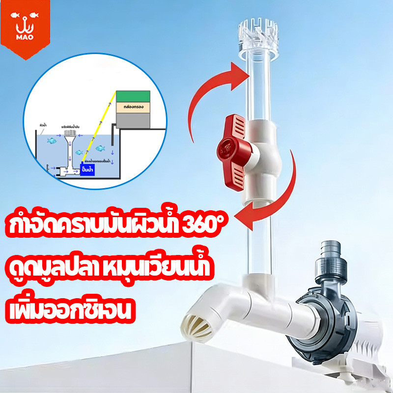 YEE เครื่องกำจัดคราบมันตู้ปลา กรองตู้ปลา Surface Skimmer กำจัดฟิล์มน้ำมัน พร้อมปั๊มน้ำ ดูดมูลปลา หมุนเวียนน้ำ