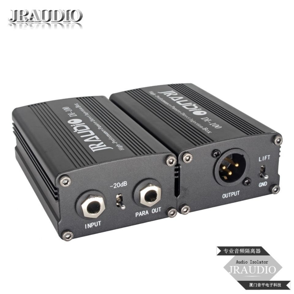 JRAUDIO กีตาร์เบสแบบพาสซีฟ DI เซ็นเซอร์วัดค่าของกล่องเครื่องมือ DI กล่อง DI-100ตัวแปลงอิมพีแดนซ์ DI 