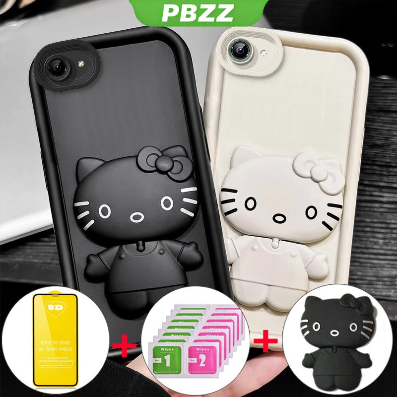 PBZZ เคสสำหรับโทรศัพท์ VIVO Y81 Y81i Y83 y53 y55 v5s v5 y71 y71i y71a เคสโทรศัพท์แบบนุ่มซิลิโคนกันกระแทก ดีไซน์ใหม่สวยงามการ์ตูนแมวกระจกพร้อมที่วางและฟิล์มนุ่ม JTMKTM01 – โปรปัง