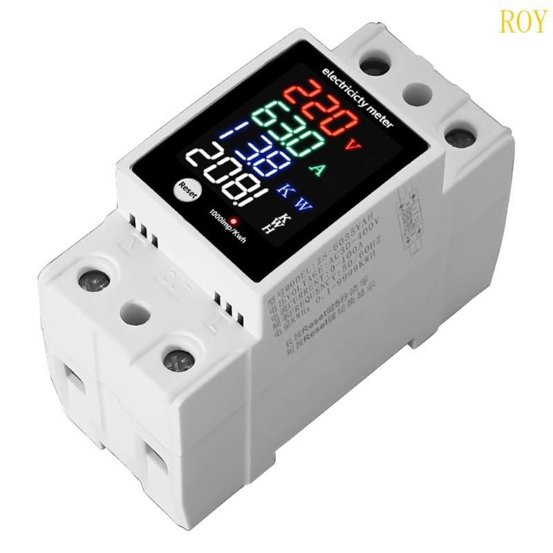 ROY มิเตอร์ไฟฟ้า LED สว่างราง DIN ติดตั้งจอภาพไฟ AC ติดตั้ง