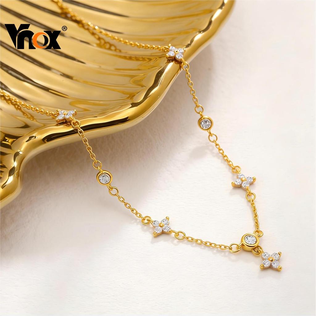 สร้อยคอมีจี้ชุบทอง Vnox Full Zircon - เครื่องประดับหรูสำหรับคุณผู้หญิง
