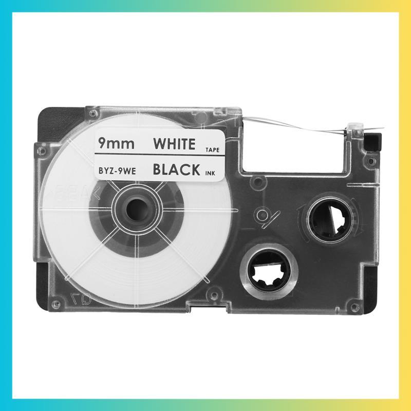 3 แพ็ค 9 มม. สีดําบน White Label Tape Label Maker ใช้งานร่วมกับ -120, -60, -100, KL750B, KL750, KL72