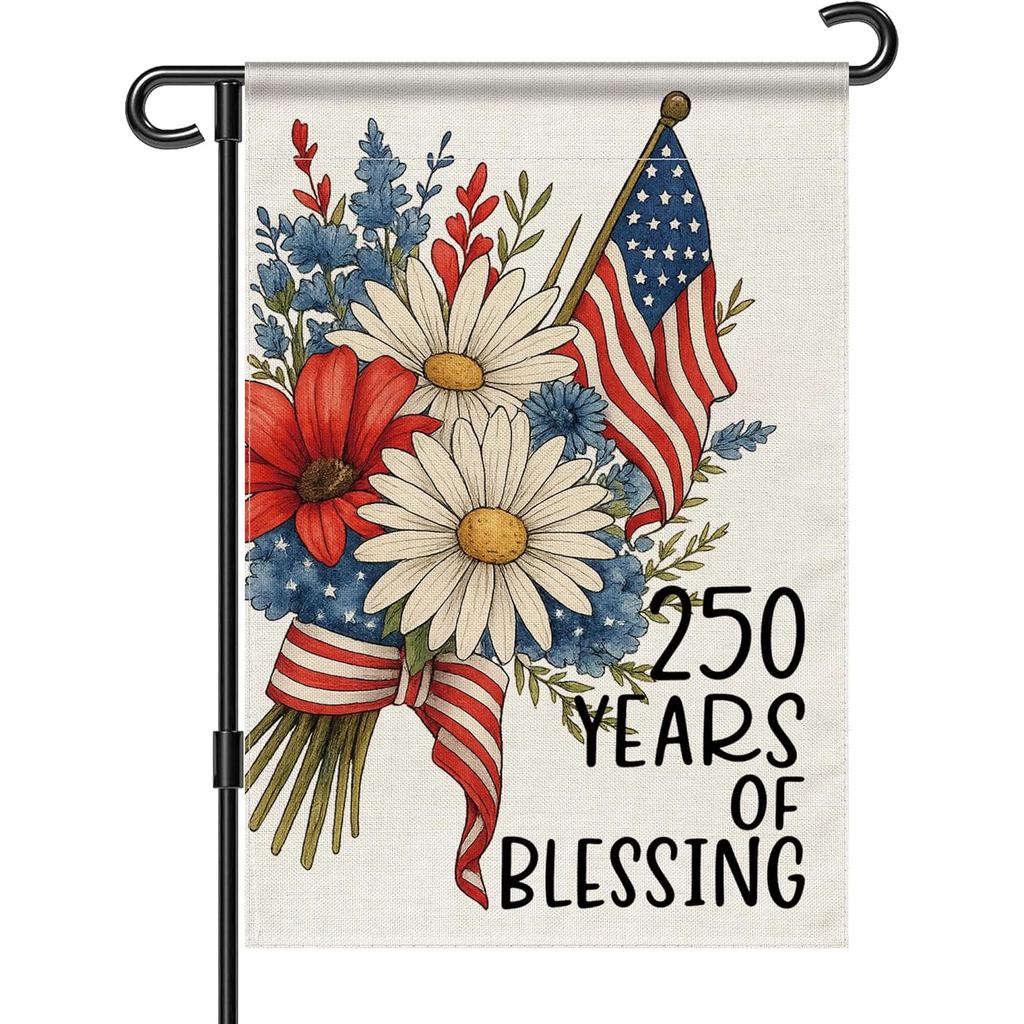 Blessing 250th Anniversary America Garden Flag, 250 Anniversary USA Flag Patriotic 250 ปีแบนเนอร์ 4t