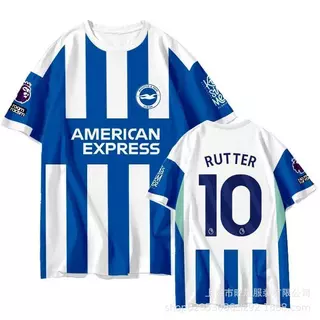 ชุดทีมฟุตบอล Brighton พร้อมเสื้อยืดแขนสั้นและเสื้อเชิ้ตครึ่งแขน แห้งเร็ว สำหรับชายและหญิง