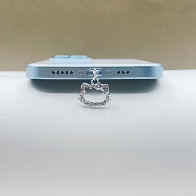 แฟชั่น Bling Rhinest KT Cat Charger Port ปลั๊กกันฝุ่นฝาครอบป้องกันสําหรับอินเทอร์เฟซการชาร์จ Ph มือถือ