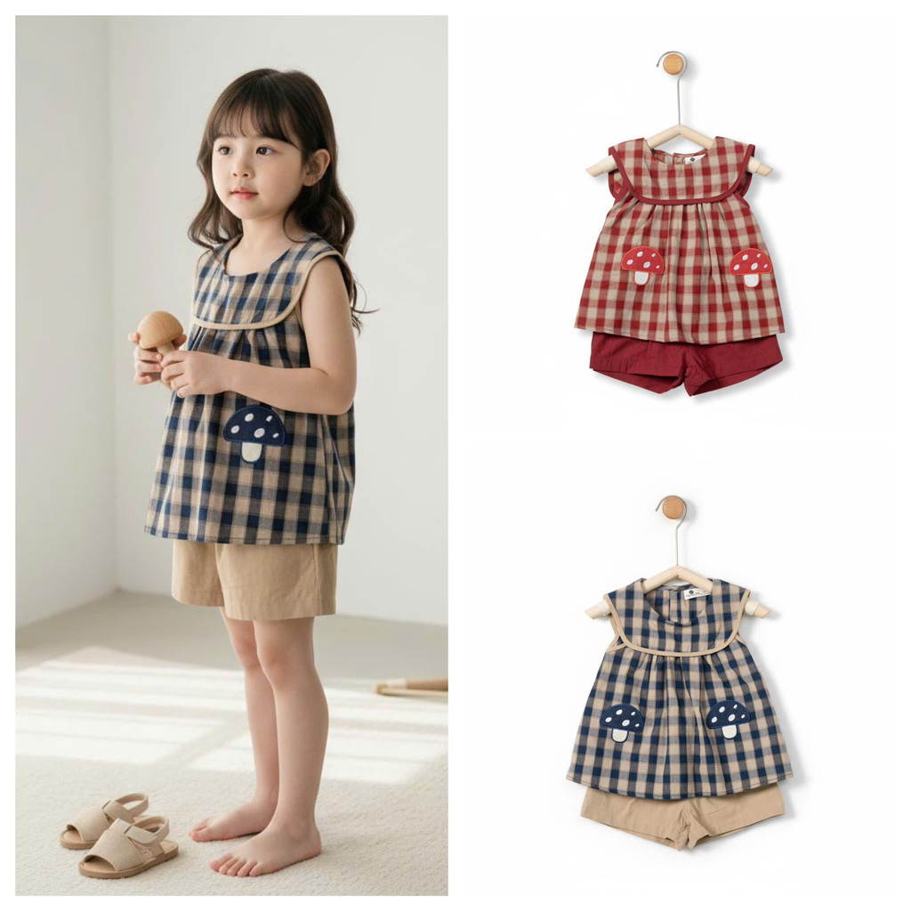 ลิติเบบี้ บอดี้สูทสีกากีหน้าร้อนเด็กผู้หญิง ขนาด 2 ถึง 6 ขวบ VT04